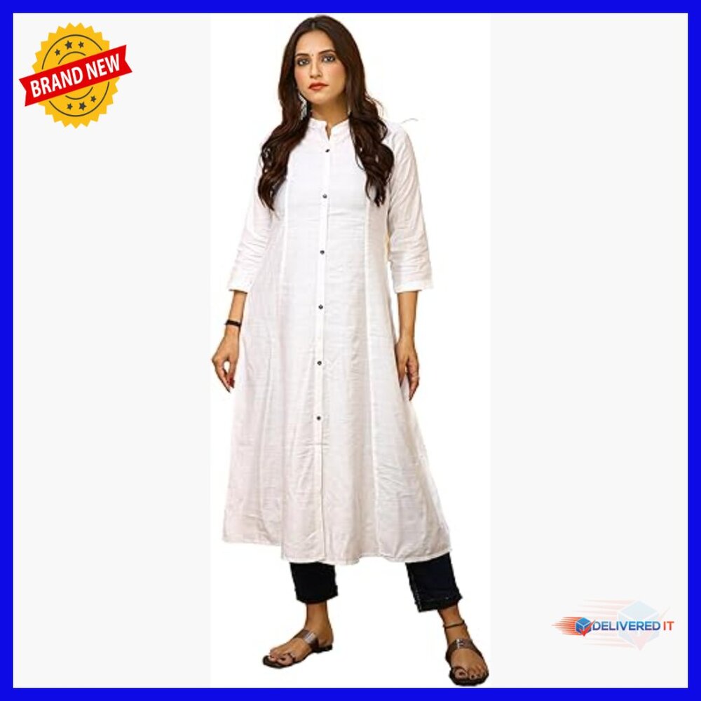 Rayon Slub Long Tunic Dress Henley Neck Button Down A-Line Flared